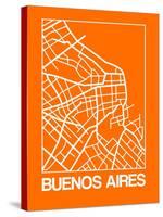 Orange Map of Buenos Aires-NaxArt-Stretched Canvas