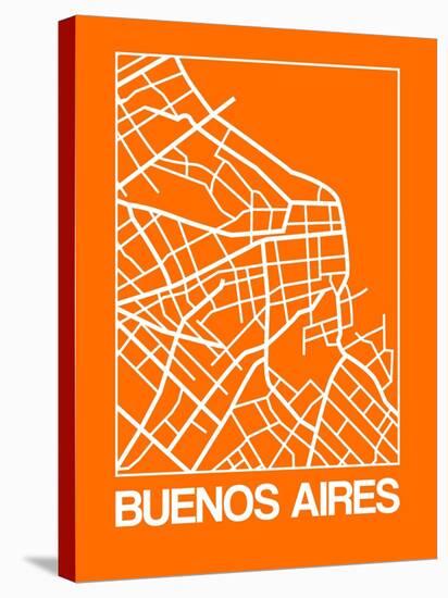 Orange Map of Buenos Aires-NaxArt-Stretched Canvas