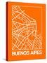 Orange Map of Buenos Aires-NaxArt-Stretched Canvas