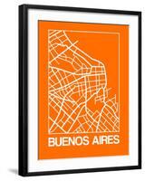 Orange Map of Buenos Aires-NaxArt-Framed Art Print