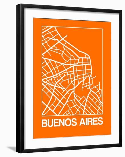 Orange Map of Buenos Aires-NaxArt-Framed Art Print