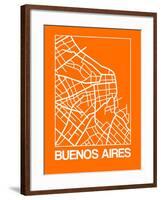 Orange Map of Buenos Aires-NaxArt-Framed Art Print