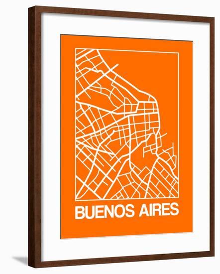 Orange Map of Buenos Aires-NaxArt-Framed Art Print