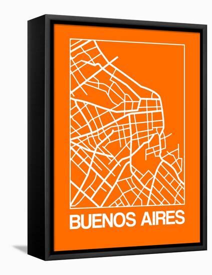 Orange Map of Buenos Aires-NaxArt-Framed Stretched Canvas