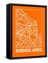 Orange Map of Buenos Aires-NaxArt-Framed Stretched Canvas