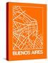 Orange Map of Buenos Aires-NaxArt-Stretched Canvas