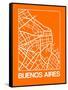 Orange Map of Buenos Aires-NaxArt-Framed Stretched Canvas