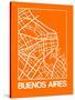 Orange Map of Buenos Aires-NaxArt-Stretched Canvas