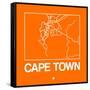 Orange Map of Cape Town-NaxArt-Framed Stretched Canvas