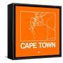 Orange Map of Cape Town-NaxArt-Framed Stretched Canvas