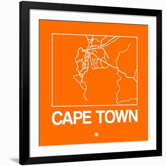 Orange Map of Cape Town-NaxArt-Framed Art Print