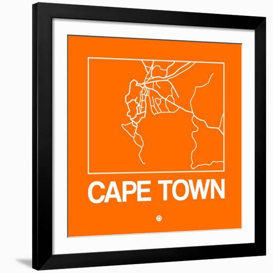 Orange Map of Cape Town-NaxArt-Framed Art Print