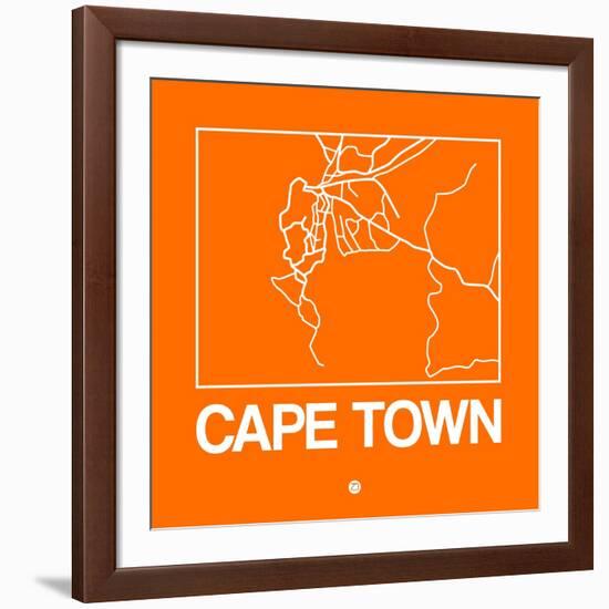 Orange Map of Cape Town-NaxArt-Framed Art Print