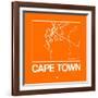 Orange Map of Cape Town-NaxArt-Framed Art Print