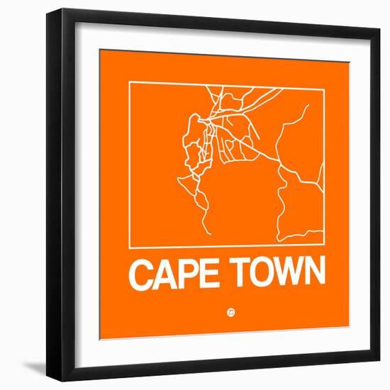 Orange Map of Cape Town-NaxArt-Framed Art Print