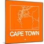 Orange Map of Cape Town-NaxArt-Mounted Art Print