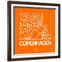 Orange Map of Copenhagen-NaxArt-Framed Art Print