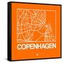Orange Map of Copenhagen-NaxArt-Framed Stretched Canvas