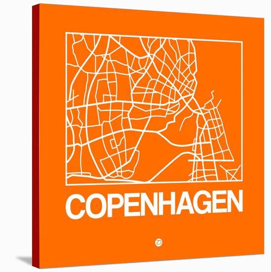 Orange Map of Copenhagen-NaxArt-Stretched Canvas