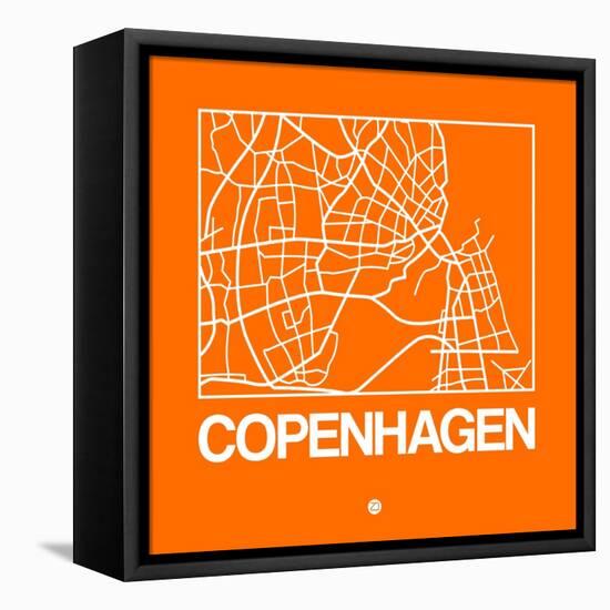 Orange Map of Copenhagen-NaxArt-Framed Stretched Canvas