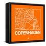 Orange Map of Copenhagen-NaxArt-Framed Stretched Canvas