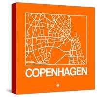 Orange Map of Copenhagen-NaxArt-Stretched Canvas