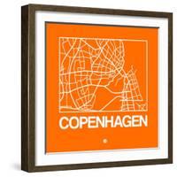 Orange Map of Copenhagen-NaxArt-Framed Art Print