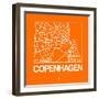 Orange Map of Copenhagen-NaxArt-Framed Art Print