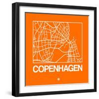 Orange Map of Copenhagen-NaxArt-Framed Art Print