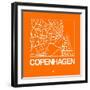 Orange Map of Copenhagen-NaxArt-Framed Art Print