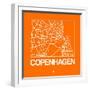 Orange Map of Copenhagen-NaxArt-Framed Art Print