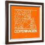 Orange Map of Copenhagen-NaxArt-Framed Art Print