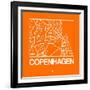 Orange Map of Copenhagen-NaxArt-Framed Art Print