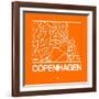 Orange Map of Copenhagen-NaxArt-Framed Art Print