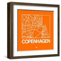 Orange Map of Copenhagen-NaxArt-Framed Art Print