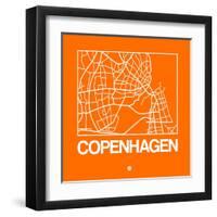 Orange Map of Copenhagen-NaxArt-Framed Art Print