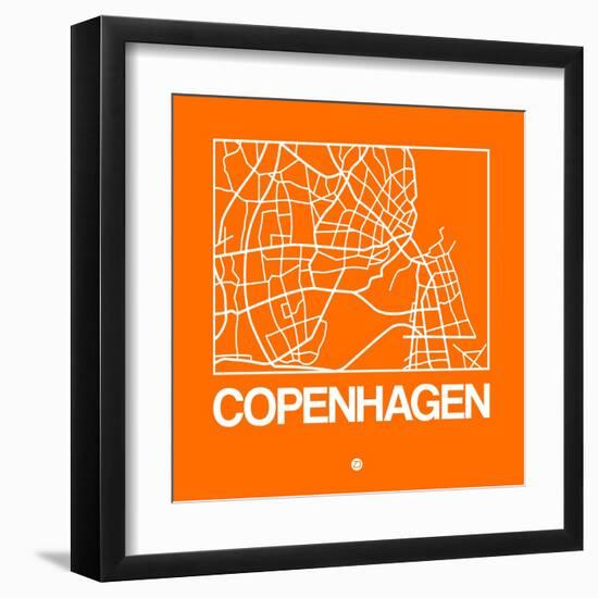 Orange Map of Copenhagen-NaxArt-Framed Art Print