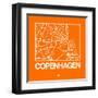 Orange Map of Copenhagen-NaxArt-Framed Art Print