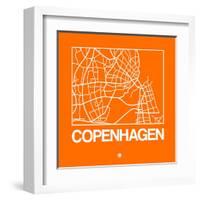 Orange Map of Copenhagen-NaxArt-Framed Art Print