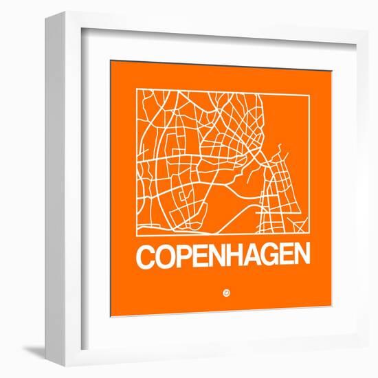 Orange Map of Copenhagen-NaxArt-Framed Art Print