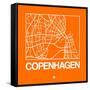 Orange Map of Copenhagen-NaxArt-Framed Stretched Canvas