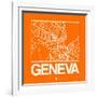 Orange Map of Geneva-NaxArt-Framed Art Print