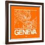 Orange Map of Geneva-NaxArt-Framed Art Print