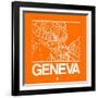 Orange Map of Geneva-NaxArt-Framed Art Print