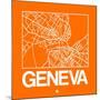 Orange Map of Geneva-NaxArt-Mounted Art Print