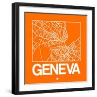 Orange Map of Geneva-NaxArt-Framed Art Print