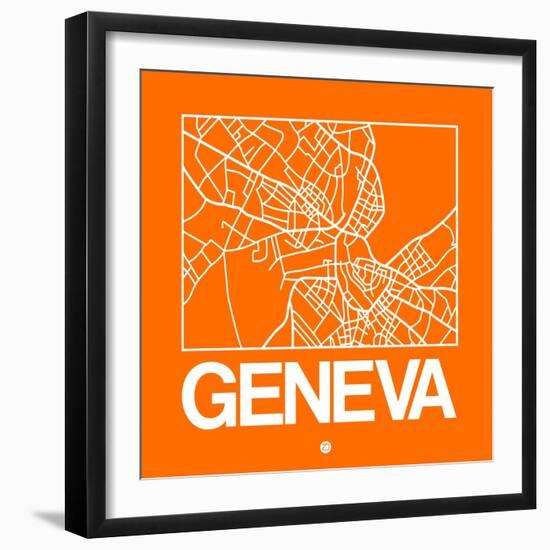 Orange Map of Geneva-NaxArt-Framed Art Print