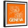 Orange Map of Geneva-NaxArt-Framed Art Print