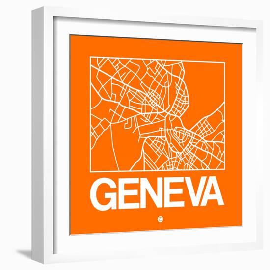 Orange Map of Geneva-NaxArt-Framed Art Print