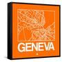 Orange Map of Geneva-NaxArt-Framed Stretched Canvas